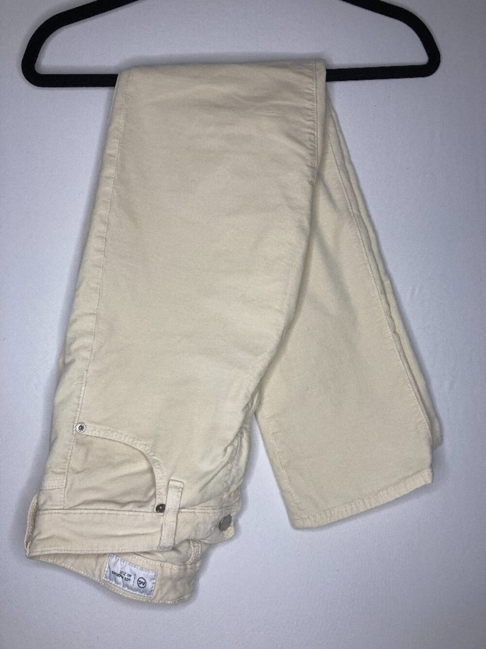 AG Jeans Mari High-Rise Slim Straight Pants Jeans Cream Soft Velvet 30 Classic